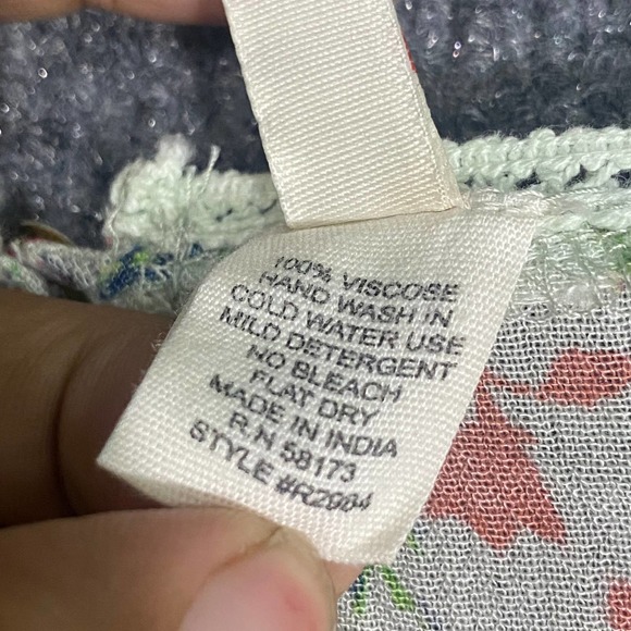 Raga Mini Dress Medium Green Pink Floral Print Secret Escape Long Sleeve - Picture 11 of 12